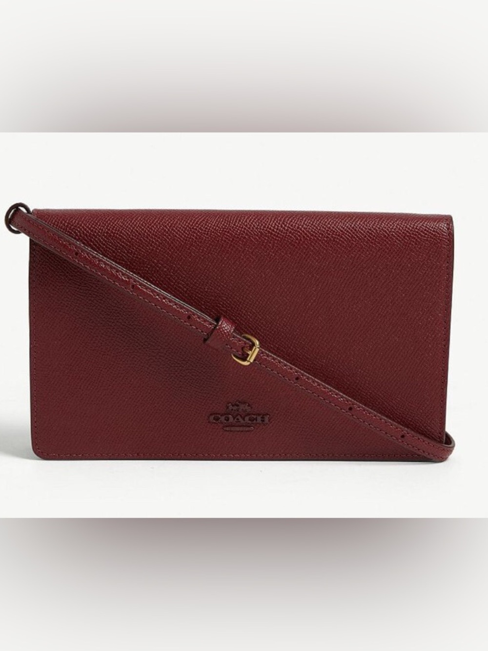 Coach Hayden Pebbled Leather Crossbody Wallet - Deep Red